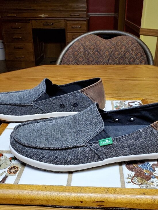 Men\'s Sanuk Casa Slip On Gray w/Brown Buffalo Leather Heel Sz 7 New wTags main image 6